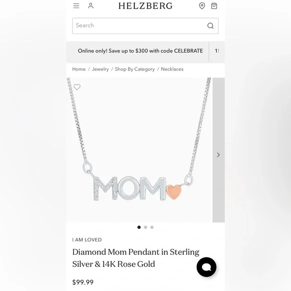 Helzberg Diamonds Sterling Silver and Rose Gold MOM Necklace - Picture 2 of 7